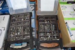 One carry case including mixed bolts, with one further for bolts, nuts and washers