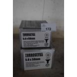 Two boxes of Turbo Ultra single thread stainless steel wood screws, one box 5 x 60mm, the other 5