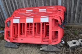 Nine temporary Hi-vis road barriers