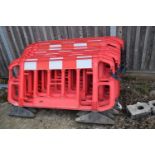 Nine temporary Hi-vis road barriers