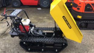 Tracked straight tip mini dumper 400kg payload, petrol engine. VAT on Hammer price. (Please note Lot