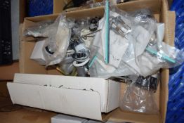 Box containing bathroom and sink waste plugs, connectors etc