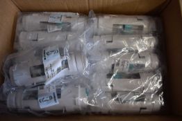 Box containing approx 30 as new dual flush valves by Geberit