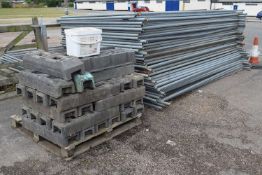 Large quantity of Heras fencing, stands and clamps.
