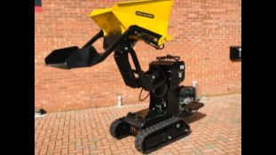 Tracked Hi-Tip Dumper, 650kg payload, with a self loading bucket, joy stick control, Briggs and