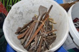 Bucket containing SDS drill bits, breaker bits etc