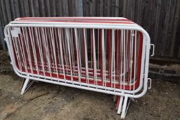 Ten metal temporary safety railings/pedestrian railings