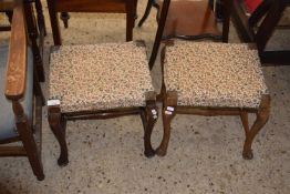 PAIR OF WOODEN STOOLS WITH FABRIC COVERS