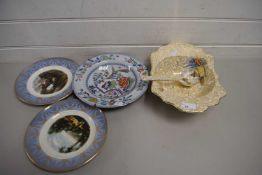 TRAY CONTAINING CERAMICS INCLUDING MASONS IRONSTONE PLATE AND TWO OTHER PLATES
