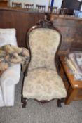 LARGE VICTORIAN BALLOON BACK CARVED CHAIR