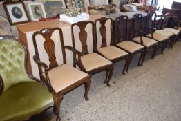 SIX DINING CHAIRS WITH SHIELD BACKS, INCLUDING TWO CARVERS
