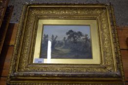 OIL ON CANVAS OF A LANDSCAPE SCENE, SIGNED MONOGRAM 'AS' LOWER RIGHT, IN GILT SCROLL FRAME