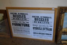 FRAMED AUCTION POSTERS FOR DURRANTS 1916