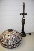 TIFFANY TYPE LAMPSHADE AND STAND