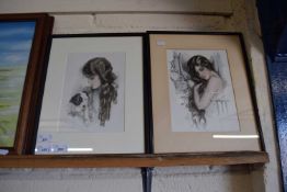 SERIES OF PRINTS OF YOUNG GIRLS, IN BLACK FRAMES