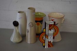 QUANTITY OF CERAMICS INCLUDING CLARICE CLIFF TYPE VASE FROM THE BRIAN WOOD COLLECTION