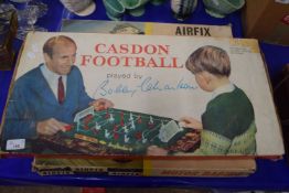 CASDON FOOTBALL GAME PLAYED BY BOBBY CHARLTON IN ORIGINAL BOX AND A VINTAGE AIRFIX MOTOR RACING