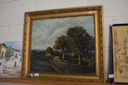 PAINTED LANDSCAPE SCENE ON METAL PANEL