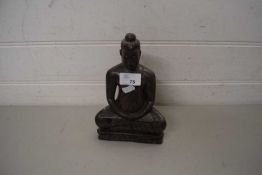 WOODEN MODEL OF A BUDDHA IN TYPICAL POSE