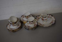 GROUP OF ROSSLYN CHINA TEA WARES INCLUDING SANDWICH PLATES, SIDE PLATES, FOUR CUPS, SAUCERS, SUGAR