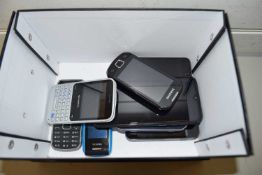 SMALL BOX CONTAINING CALCULATORS AND SAMSUNG MOBILE PHONES