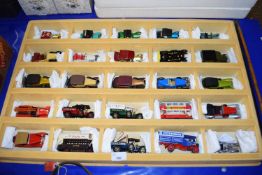 LARGE DISPLAY CASE WITH QUANTITY OF MATCHBOX YESTERYEAR MODELS