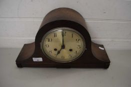 WOODEN MANTEL CLOCK WITH SILVERED DIAL