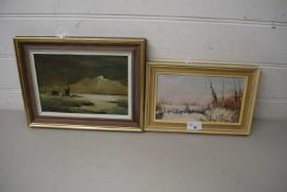 SMALL OIL PAINTING ON BOARD, SIGNED ARTHUR PANK, AND ONE SIGNED BY DANE (2)