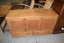 1970S LIGHT OAK G-PLAN TYPE SIDEBOARD WITH THREE DRAWERS AND TWO BELOW