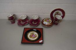 LIMOGES WARES IN MEISSEN STYLE INCLUDING SIX CUPS AND SAUCERS AND SIDE PLATE