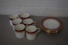 AYNSLEY COFFEE SET IN THE DURHAM PATTERN COMPRISING SIX COFFEE CUPS AND SAUCERS