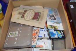 BOX CONTAINING LARGE QUANTITY OF CIGARETTE CARDS, SOME IN NAMED ALBUMS