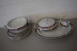 QUANTITY OF EARLY 20TH CENTURY CHINA DINNER WARES WITH ROSE PATTERNED BORDER (QTY)