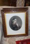 THREE VICTORIAN PRINTS IN SHAPED WOODEN FRAMES