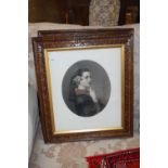 THREE VICTORIAN PRINTS IN SHAPED WOODEN FRAMES