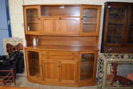 NEW ZEALAND RIMU WOOD LOUNGE DISPLAY CABINET FORMED OF TWO SECTIONS, 170CM WIDE