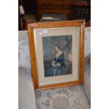 VICTORIAN PRINT IN MAPLE FRAME