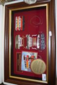 TWO WOODEN FRAMED MATCHBOX MODELS OF YESTERYEAR, ONE OF THE PRESTON TRAMCAR, THE OTHER OF THE