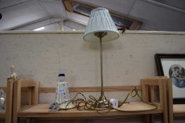 ONE POTTERY AND ONE METAL TABLE LAMP