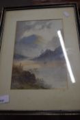 INDISTINCTLY SIGNED WATERCOLOUR - MISTY RIVER SCENE