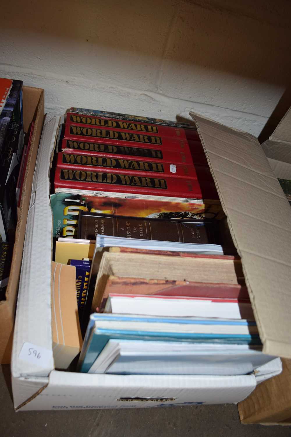 ONE BOX OF MIXED BOOKS TO INCLUDE FOLIO SOCIETY 'A HISTORY OF ROME', WORLD WAR TWO ETC