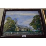 CONTEMPORARY SCHOOL, STUDY OF EAST HARLING CHURCH, OIL ON BOARD