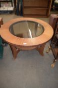 GLASS TOPPED CIRCULAR COFFEE TABLE