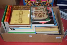 BOX CONTAINING VARIOUS BOOKS RELATING TO CARPENTRY ETC