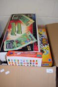 BOX CONTAINING VARIOUS VINTAGE TOYS INCLUDING KINDLE, GAMES INCLUDING TIPPING POINT ETC