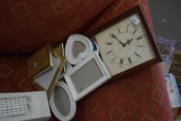QUANTITY OF PHOTO FRAMES AND A CLOCK