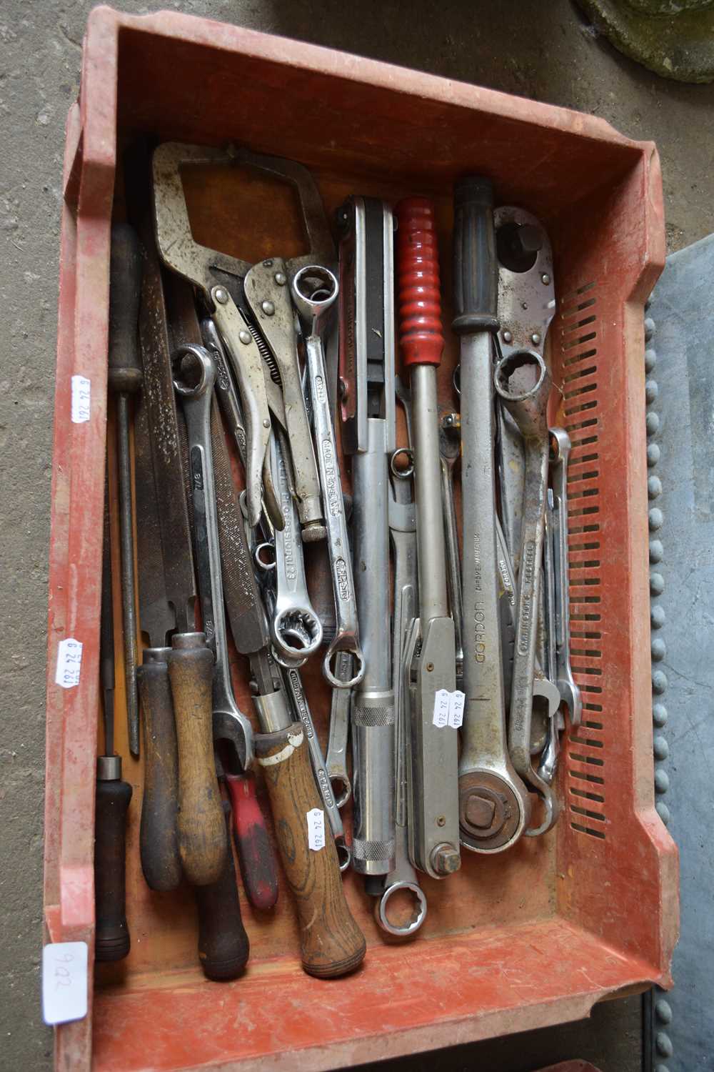 ONE BOX MIXED SPANNERS, CHISELS AND OTHER TOOLS