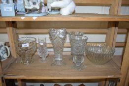 VARIOUS GLASS VASES AND OTHER ITEMS