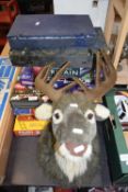 VARIOUS BOARD GAMES, DUNELM SOFT TOY REINDEERS HEAD AND OTHER ITEMS