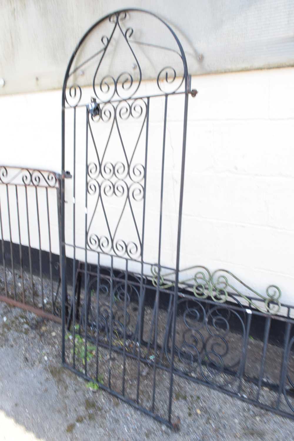 Ornate metal garden gate, width 78cm, height 180cm